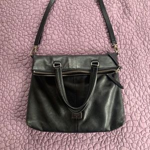 Black Fossil Dawson Fold-Over Tote